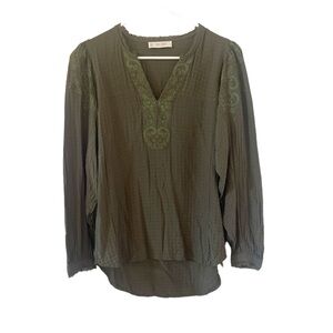 Lucky Brand Women’s Long Sleeve Tunic Top Army Green Size Small